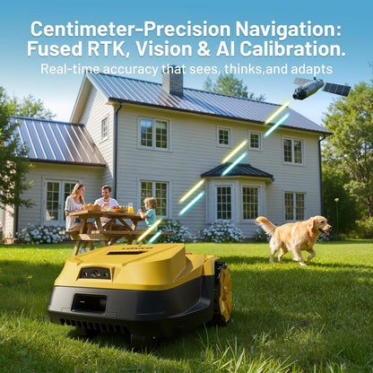 VONKO M200 robot lawn mower with precise navigation for efficient mowing around home garden areas