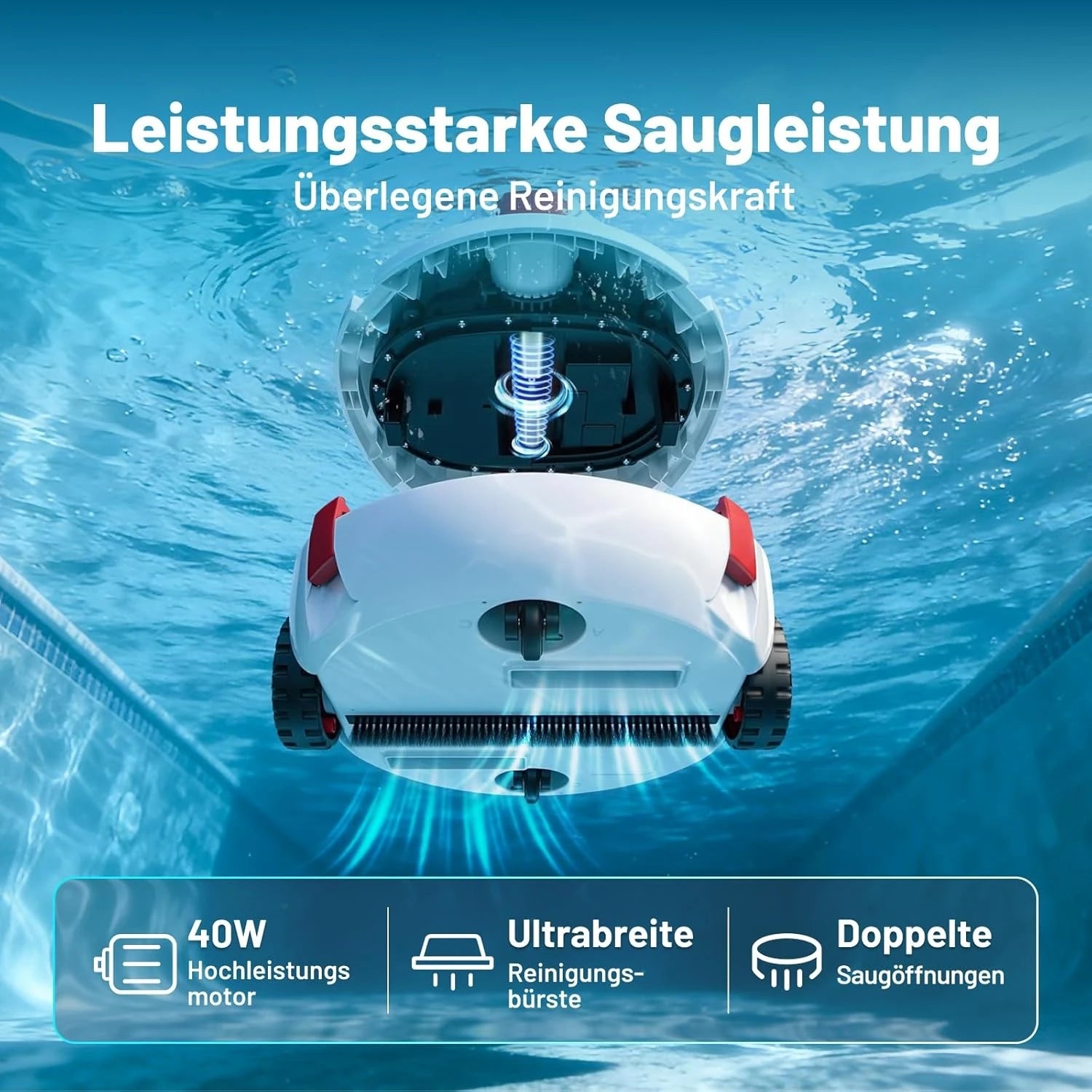 VONKO P10 pool cleaning robot with streamlined design for underwater movement