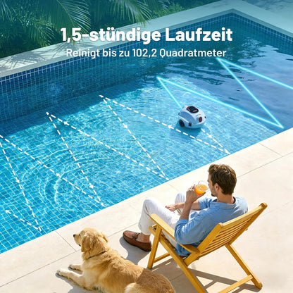 VONKO P10 robotic pool cleaner working underwater in a swimming pool